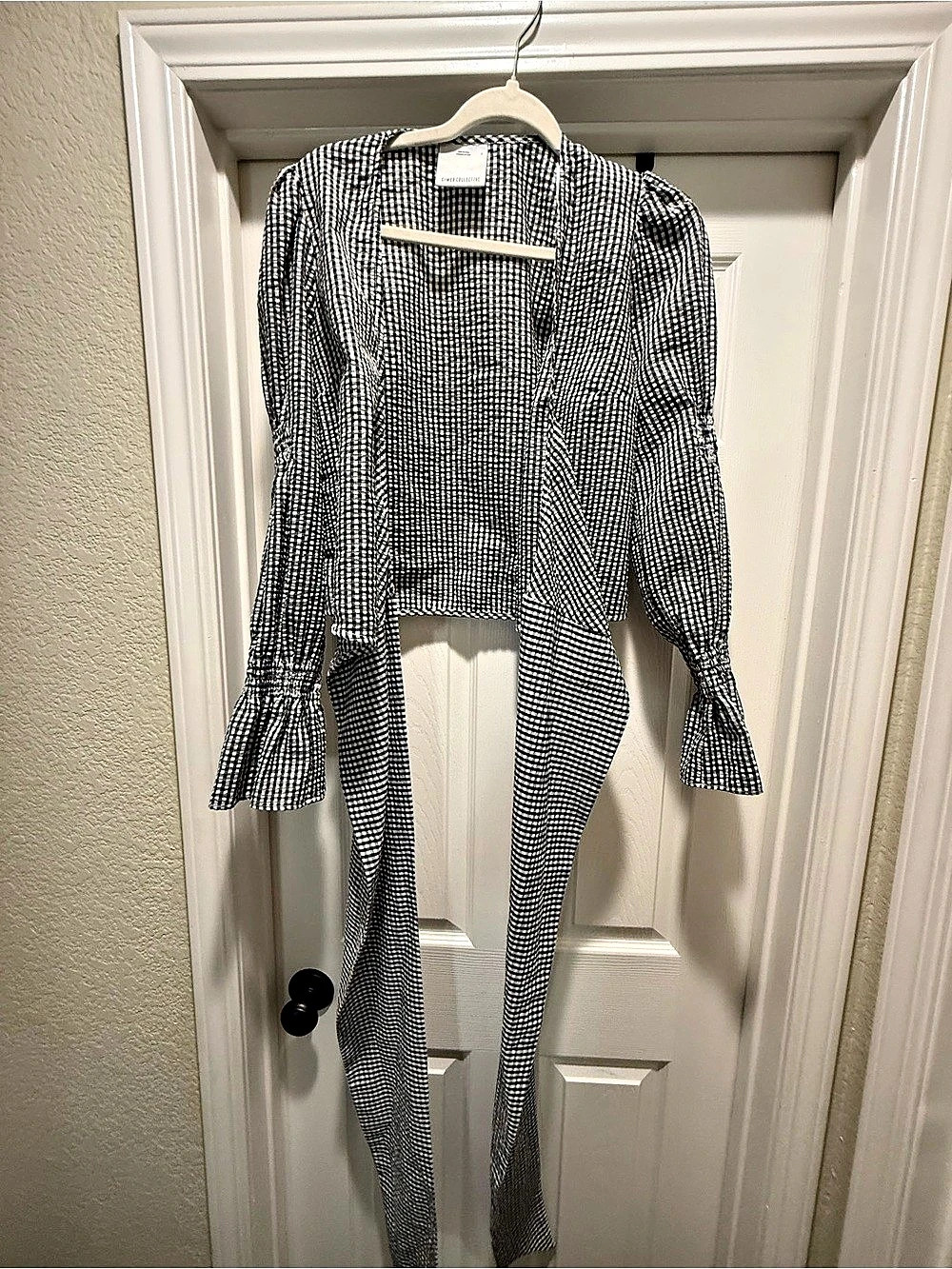 C/MEO Collective Best Love Gingham Wrap Top Blouse in Black & White